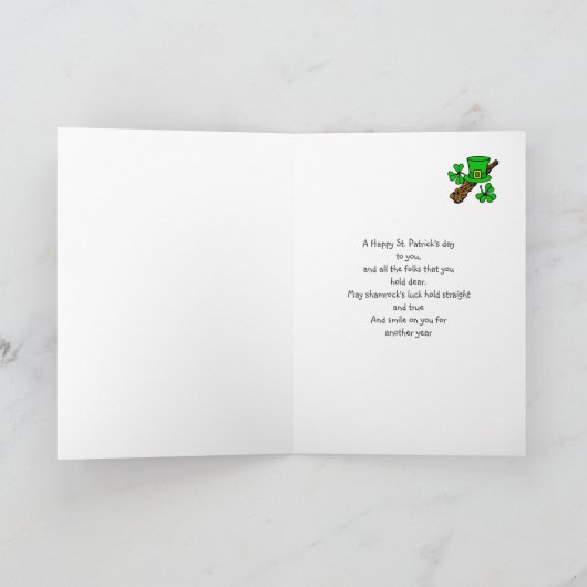 St. Paddy's Day top hat, shamrock and shillelagh Kaart (Binnen)