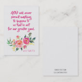 St. Padre Pio Quote met Flowers Heilige Kaart Visitekaartje (Voorkant / Achterkant)