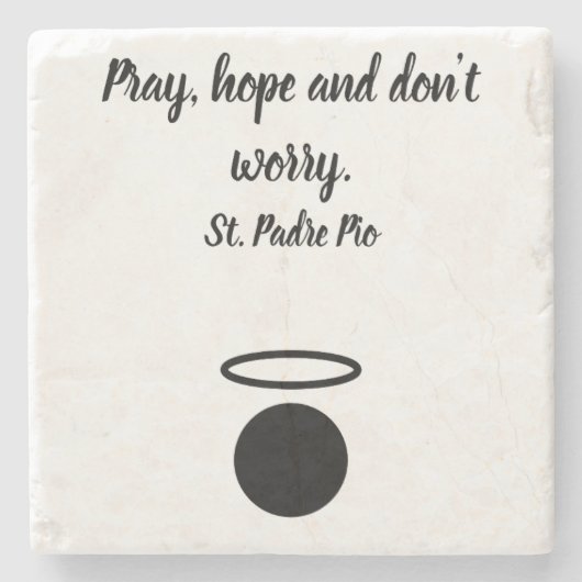 St. Padre Pio Quote Stone Onderzetter (Voorkant)