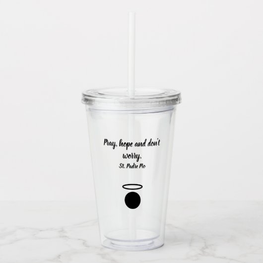 St. Padre Pio Quote Tumbler Acryl Drinkbeker (Voorkant)