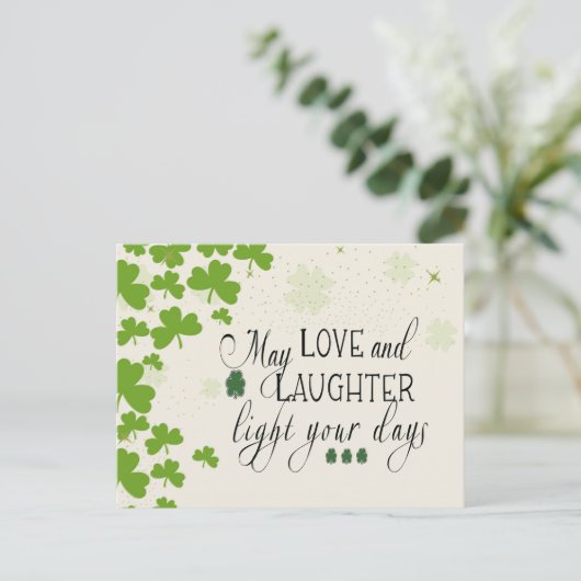 St Partick's Day Ierse zegen Groene Shamrocks Briefkaart (Staand voorkant)