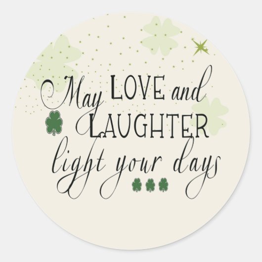 St Partick's Day Ierse zegen Groene Shamrocks Ronde Sticker (Voorkant)