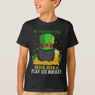 St Patrick#39; s Day Drink Bierspel IJshockey plez T-shirt