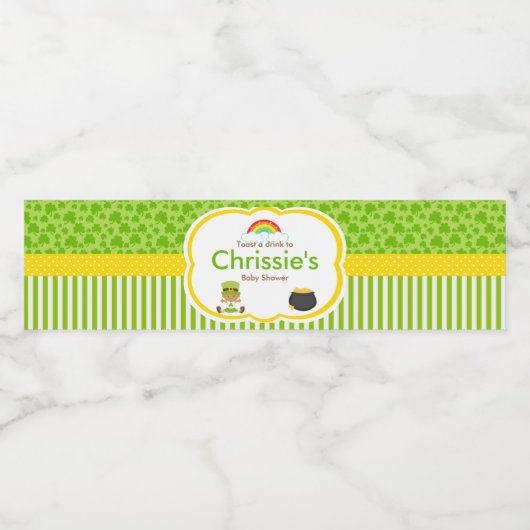 St Patrick Afrikaans Amerikaans Meisje Baby shower Waterfles Etiket (Enkel label)
