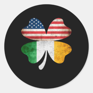 St Patrick Amerikaanse vlag Ierse vlag klaver Ronde Sticker