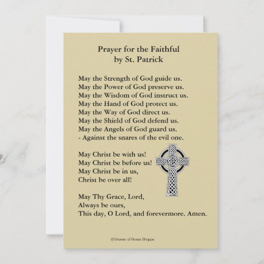 St. Patrick Bishop Shamrocks Irish Prayer (Achterkant)