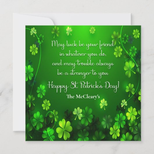 St. Patrick-citaat 'May Luck' kerstkaart (Voorkant)