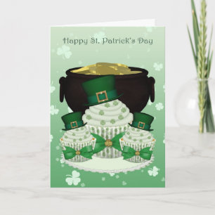 St. Patrick Dag Cupcake en Pot van Gouden Kaart