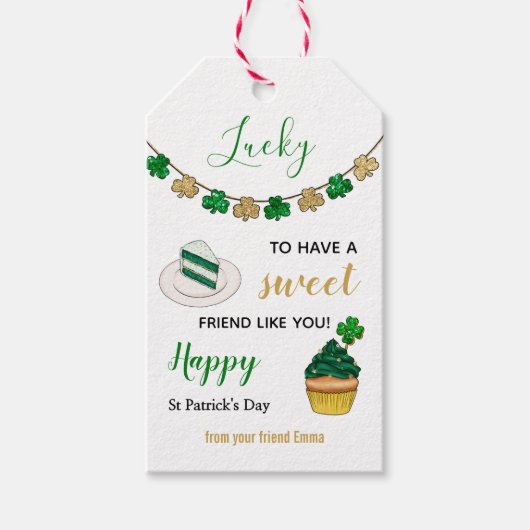 St Patrick dag glitter gelukkige vriend collega gr Cadeaulabel (Voorkant)