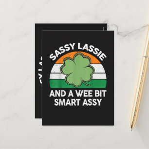 St. Patrick Dag Sassy Lassie Grappige Shamrock Ier Feestdagenkaart