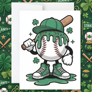 St. Patrick-dagen Schattig Baseball Mascotte Feestdagenkaart