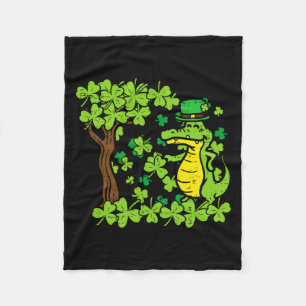 St Patrick Day Alligator Shamrock Saint Pattys Man Fleece Deken