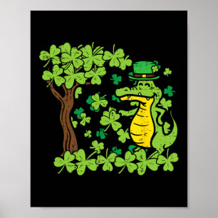 St Patrick Day Alligator Shamrock Saint Pattys Man Poster
