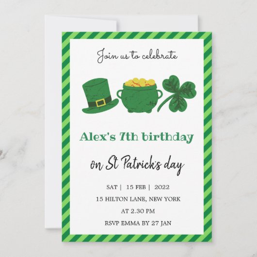 St Patrick Day Birthday Shamrock Green Kaart (Voorkant)