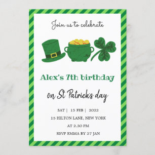 St Patrick Day Birthday Shamrock Green Kaart