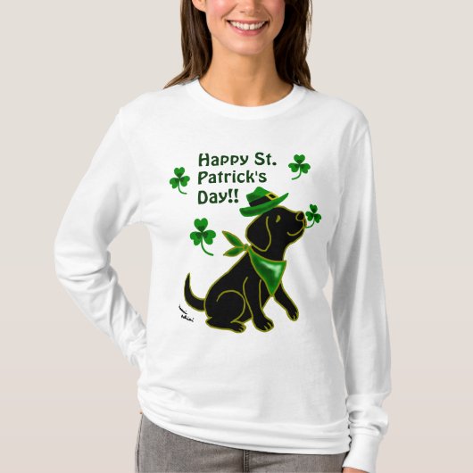 St. Patrick Day Black Labrador T-shirt (Voorkant)