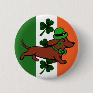 St. Patrick Day Dachshund Cartoon 7 Ronde Button 5,7 Cm