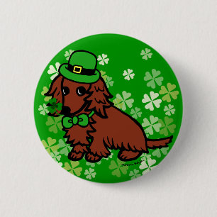 St. Patrick Day Dachshund Cartoon Ronde Button 5,7 Cm