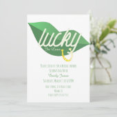 St Patrick Day Geluks Bruiloft Borrel Lip Groen Kaart (Staand voorkant)