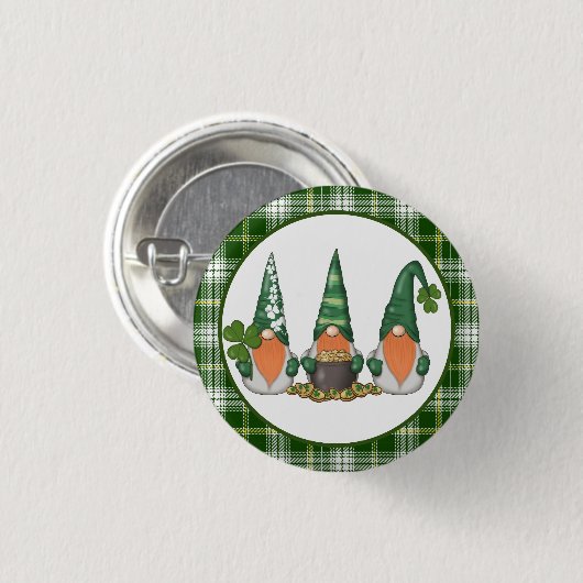 St. Patrick Day Gnomes Ronde Button 3,2 Cm (Voorkant /achterkant)