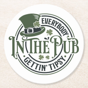 St. Patrick Day - Grappige Tipsy Tavern Onderzette Ronde Kartonnen Onderzetter