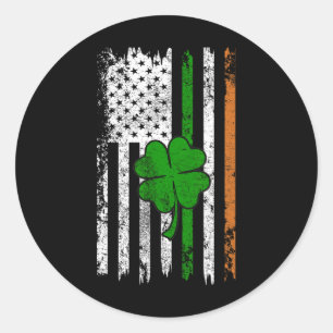 St Patrick Day Irish American Flag Retro Saint Pat Ronde Sticker