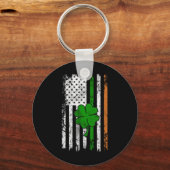 St Patrick Day Irish American Flag Retro Saint Pat Sleutelhanger (Voorkant)