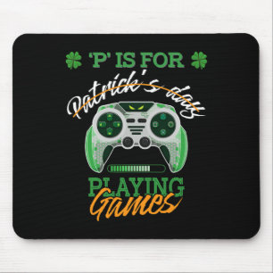 St Patrick Day Irish Kinderen Gamer P is voor het  Muismat