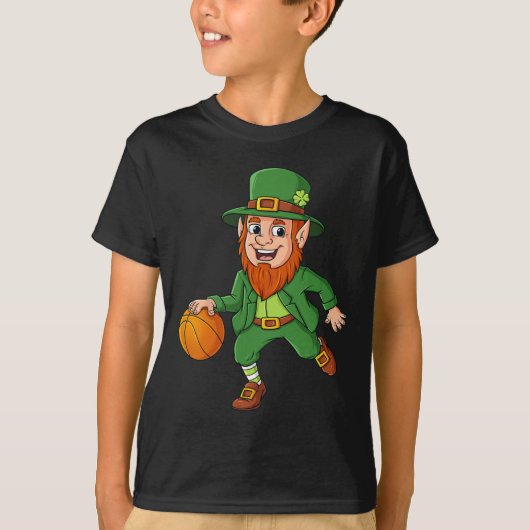 St Patrick Day Leprechaun Basketball Lucky Boys G T-shirt (Voorkant)