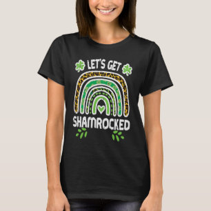 St Patrick Day Lets Get Shamrock Leopard Rainbow T-shirt