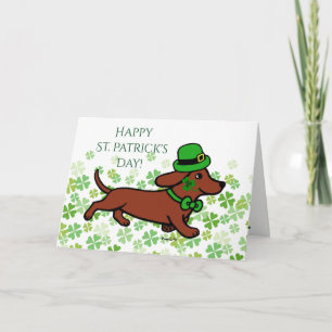 St. Patrick Day Red Smooth Dachshund Kaart