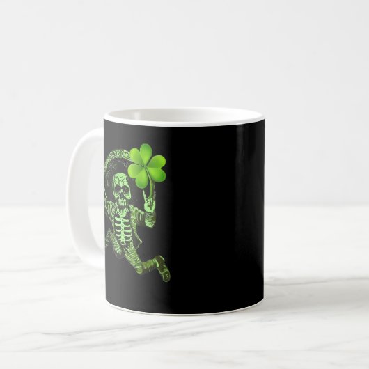 St. Patrick Day Skeleton Drinking Wine Clover Sham Koffiemok (Voorkant links)