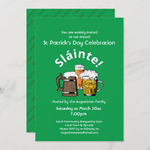 St Patrick' Day Sláinte Cheers & Beers Party Kaart