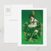 St. Patrick Day Souvenir Woman op Clover Scene Briefkaart (Voorkant / Achterkant)