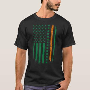 St Patrick Day Thin Oranje Line Shamrock Flag T-shirt