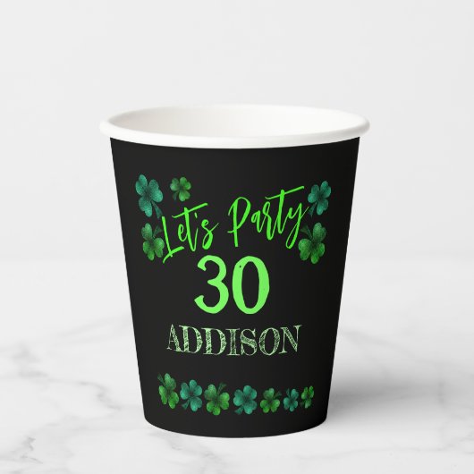 St Patrick Day Verjaardag Lets party shamrock Papieren Bekers (Voorkant)