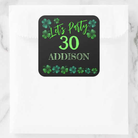 St Patrick Day Verjaardag Lets party shamrock Vierkante Sticker (Tas)