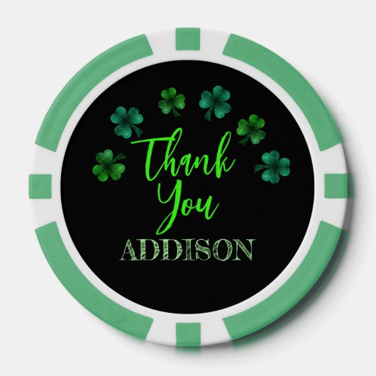 St Patrick Day Verjaardagsfeest shamrock Dank u Poker Chips (Voorkant)
