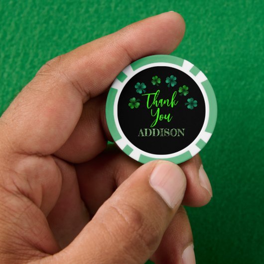 St Patrick Day Verjaardagsfeest shamrock Dank u Poker Chips (Hand)