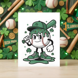 St Patrick Days Honkbal Lucky Shamrock Feestdagenkaart
