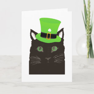 St. Patrick de Zwarte Kat die van de Dag Groen Pet Kaart