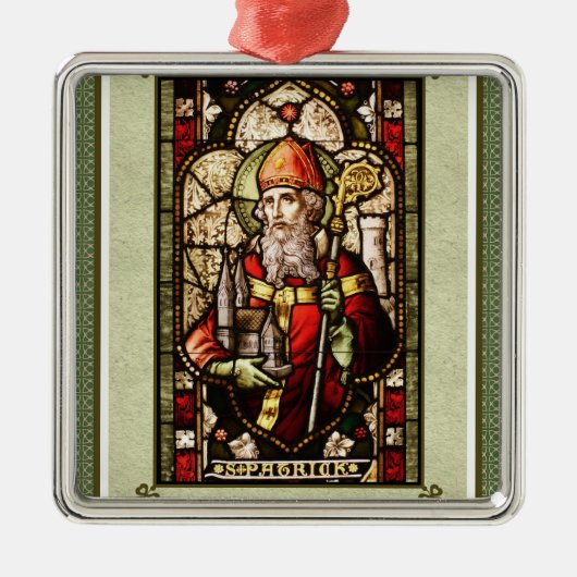 St. Patrick Digital Art Square Silver Ornament (Voorkant)