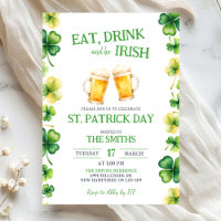 St. Patrick Eet, Drink en wees Iers Feest