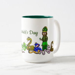 St. Patrick en Snakes Funny Mug Tweekleurige Koffiemok