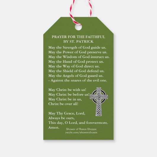 St. Patrick Gebed voor de gelovigen Cadeaulabel (Achterkant)