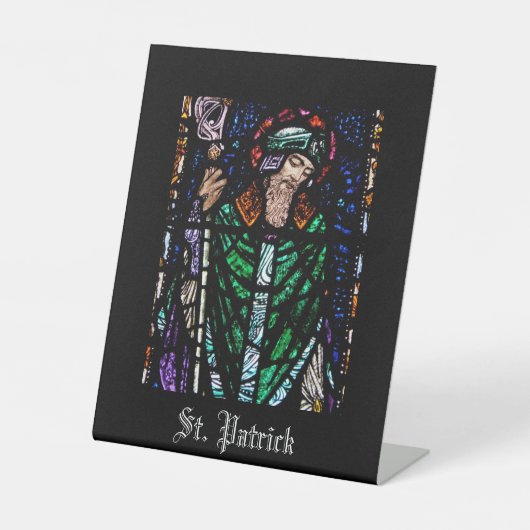 St. Patrick Glas in lood Window Reclamebord Met Voetstuk (Voorkant)