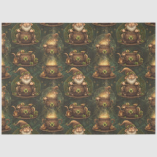 St. Patrick Gnome Magic Cauldron Donker hout Tissuepapier