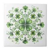St. Patrick Green Clover Mandala Illustratie Tegeltje (Voorkant)