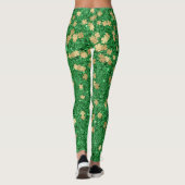 St Patrick Green Gold Clover Shamrock Confetti Fun Leggings (Achterkant)
