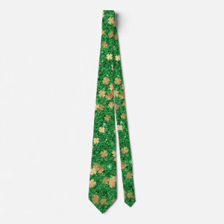 St Patrick Green Gold Clover Shamrock Confetti Fun Stropdas